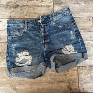H&M Blue Distressed Jean Shorts